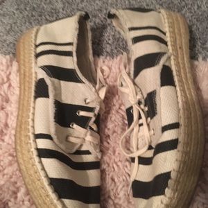 Espadrilles striped black and white. Worn twice.